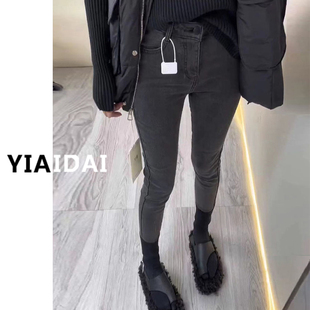 显瘦紧身小个子加绒小脚裤 大码 高腰修身 胖mm牛仔裤 女秋冬2024新款