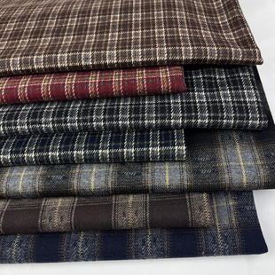 秋冬加厚色织提花英伦风格子条纹弹力面料仿羊绒裤子裙子手工布料