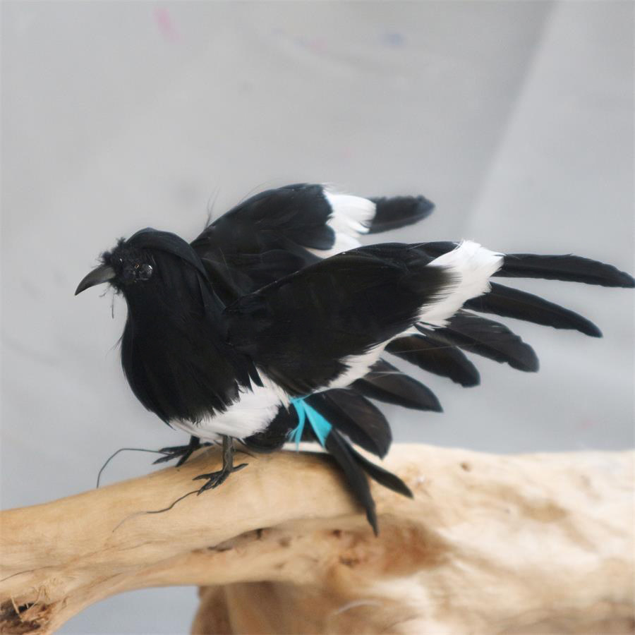 定制各种仿真小鸟喜鹊展翅七夕鹊桥摄影道具泡沫彩色羽毛动物模型