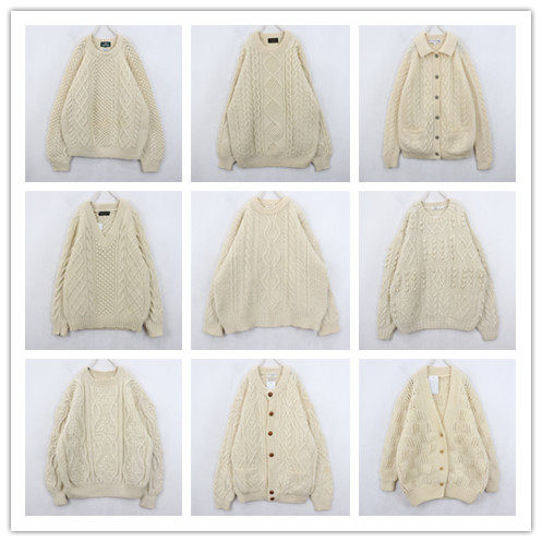 古着Vintage复古白色粗毛线毛衣清纯简约少女麻花森系羊毛衫B85