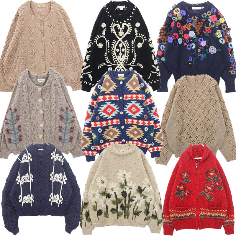 古着毛衣vintage复古手工编织重磅立体钩花羊毛开衫小清新甜美B60,女装/女士精品,毛衣,淘宝优惠券,粉丝福利购,淘宝优惠卷