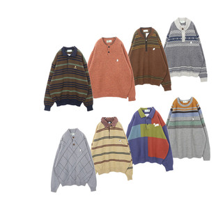 古着Vintage毛衣中古日系小鳄刺绣徽章学院风毛衣A39