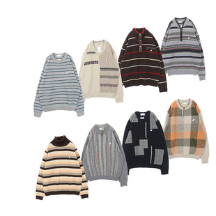 古着Vintage毛衣中古日系小鳄刺绣徽章学院风毛衣A29