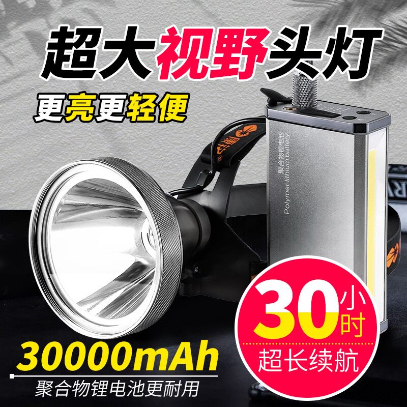康铭LED头灯锂电强光充电超亮远射夜钓分体式头戴手电筒氙气矿灯