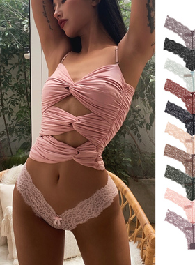 CINOON 蕾丝内裤女大码性感T裤舒适透明蕾丝性感棉档低腰女丁字裤