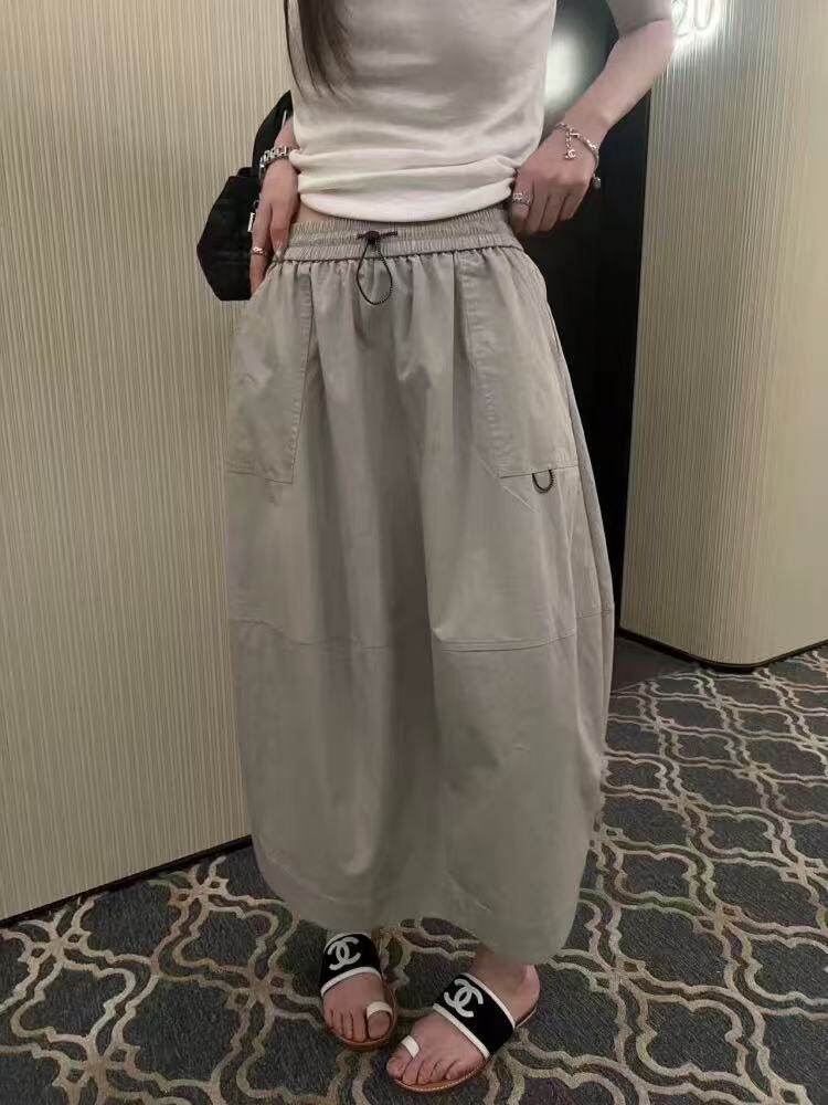 韩国27037时尚高级感百搭松紧腰宽松显瘦半身裙女中长款A字裙伞裙