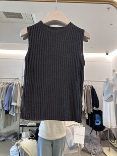 圆领竖坑条针织衫 韩国时尚 无袖 显瘦薄款 背心上衣 设计感高品质修身