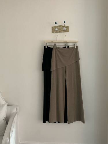 垂感假两件屁帘休闲裤微喇裤长裤