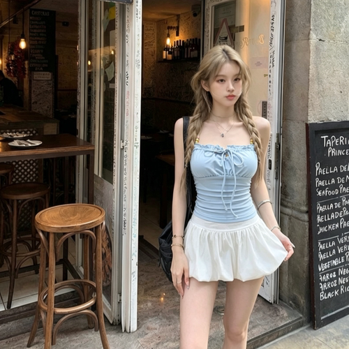 韩系甜美显瘦遮肚裙式分体泳衣