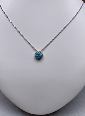 天然原矿绿松石镶嵌S925银简约时尚项链女款