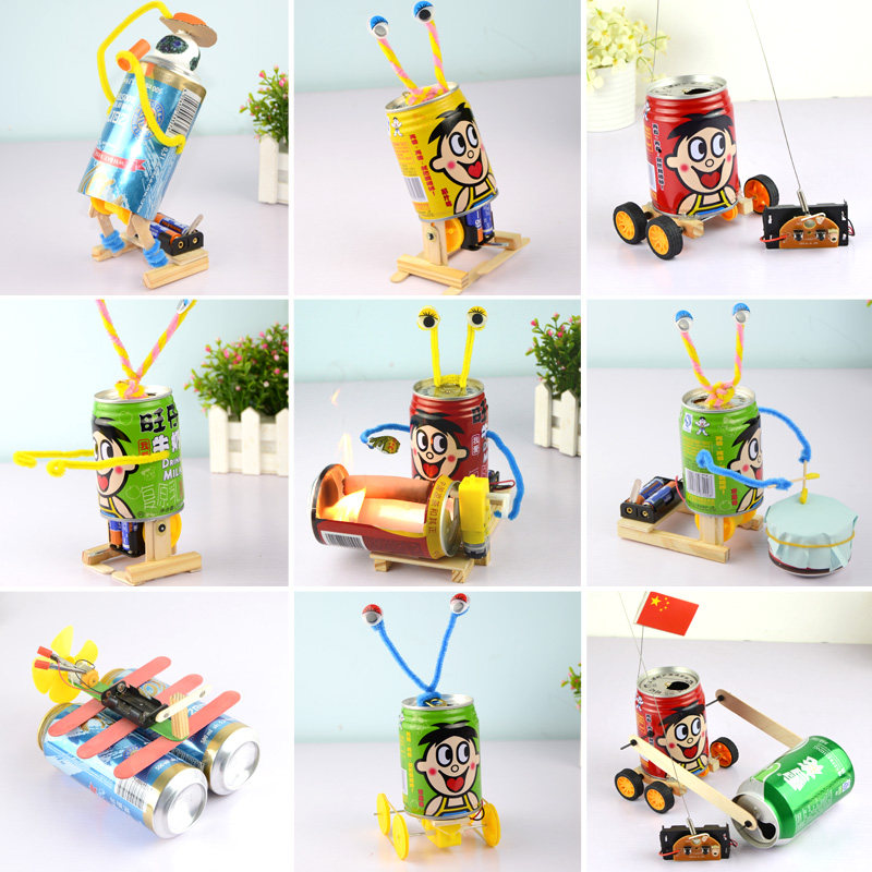 旺仔易拉罐机器人中小学生创意小发明 高级科技小制作手工diy材料