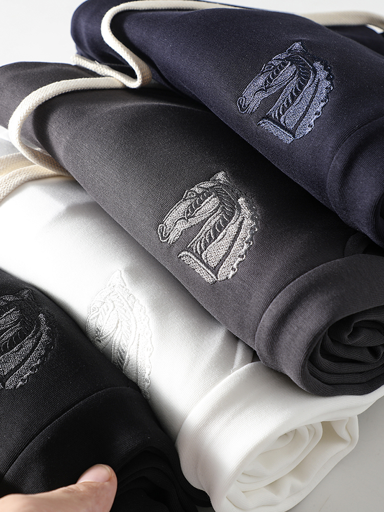 空气层太空棉刺绣卫裤男士春秋款