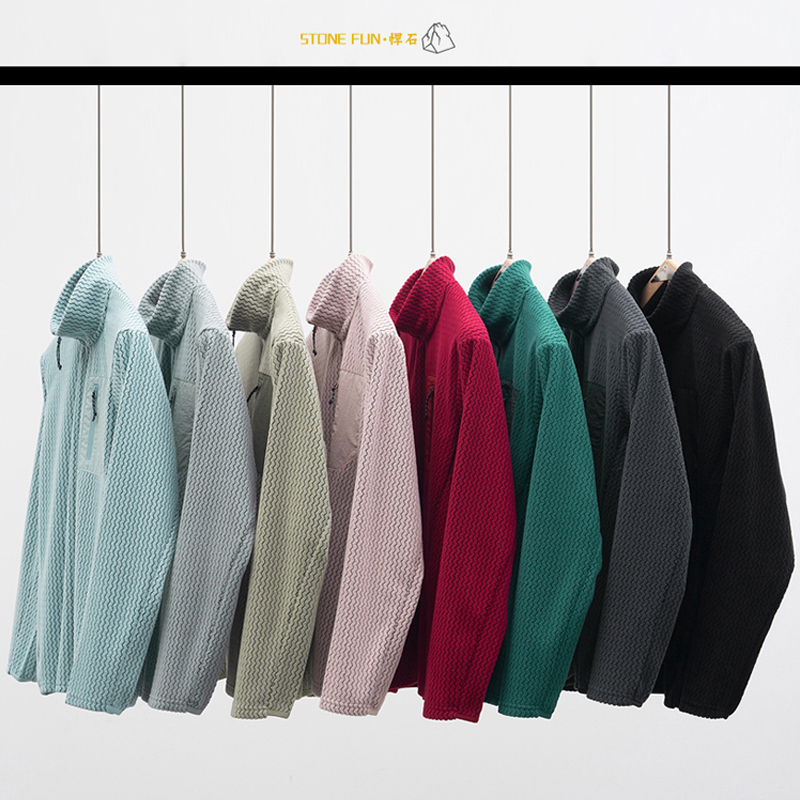 户外半拉链立领抓绒衣保暖