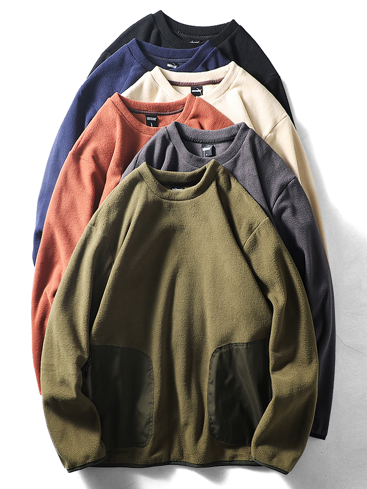 日系复古山系工装双面摇粒绒卫衣