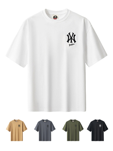 潮流打底衫 t恤男2024新款 外贸出口全棉体恤 复古纯棉宽松短袖 美式