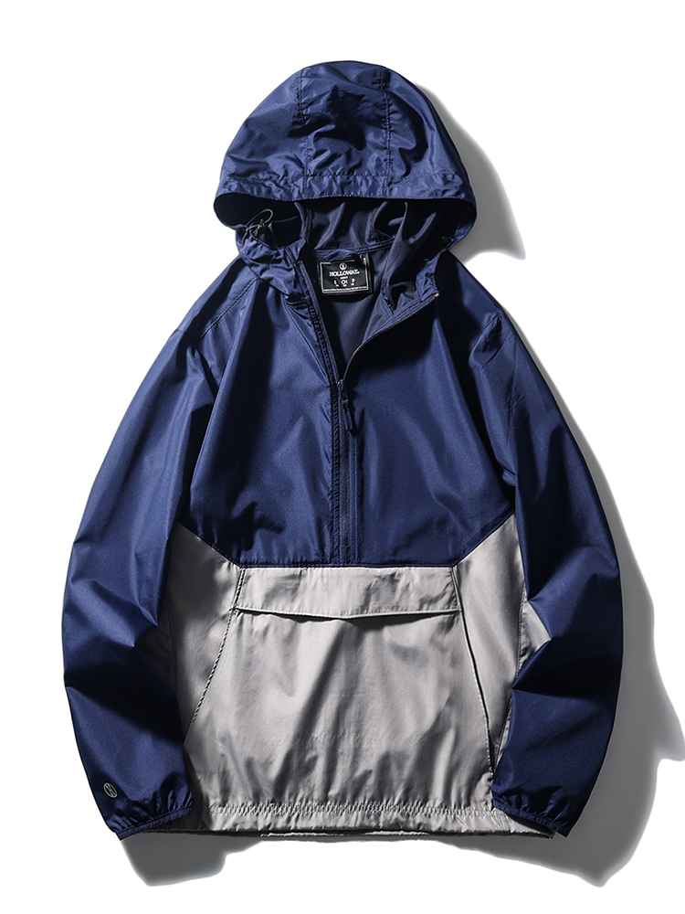 美式半拉链冲锋衣外套男春秋款