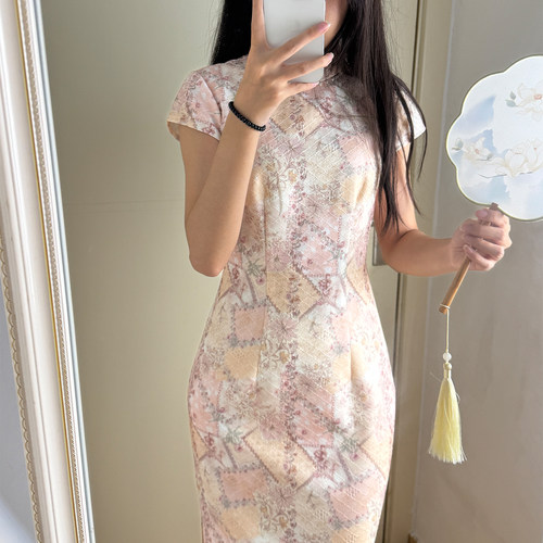 波尔菲新中式短袖修身显瘦旗袍女