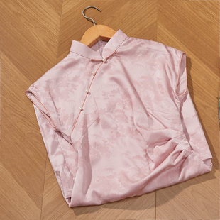 日常改良气质年轻款 波尔菲粉色新中式 新款 旗袍女2026春季 复古短袖