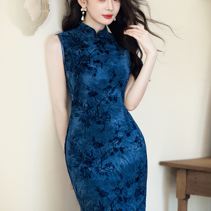 新中式复古无袖旗袍女修身高级感