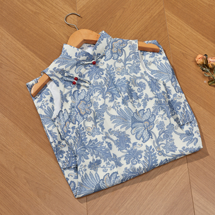 日常可穿 改良年轻款 波尔菲蓝色复古青花瓷无袖 旗袍女2026春新中式