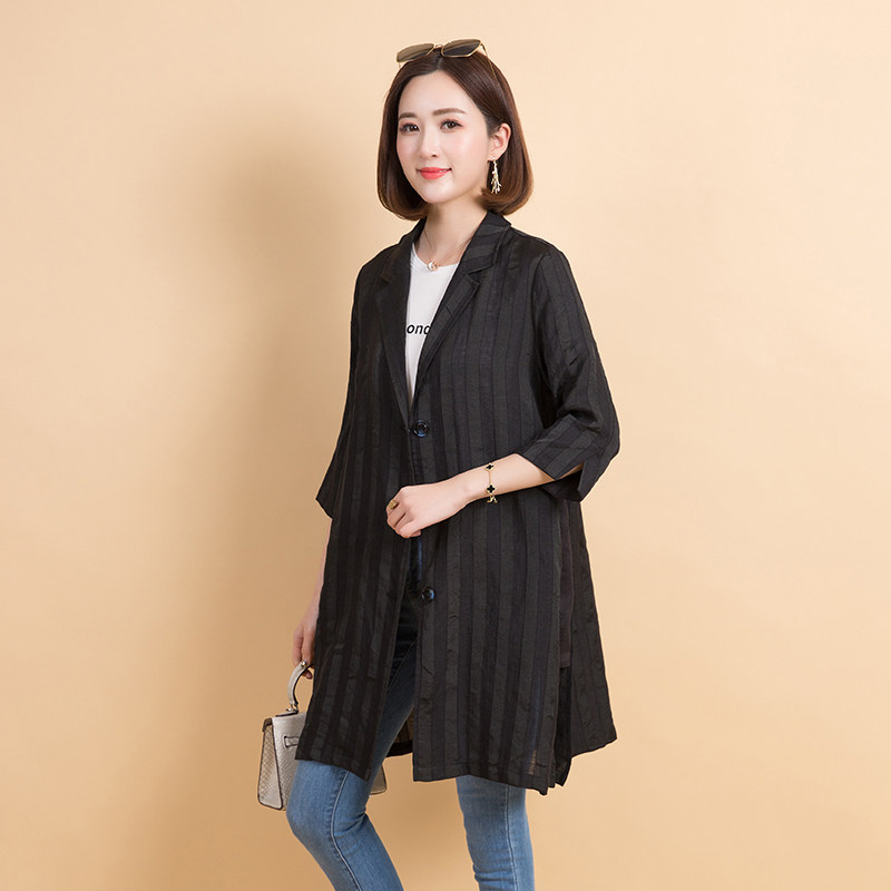 BLAZER WOMENS 2019 SPRING WEAR NEW KOREAN VERSION MID-LENGTH LOOSE CASUAL VERSATILE WINDBREAKER LINEN SPRING AND AUTUMN JACKET