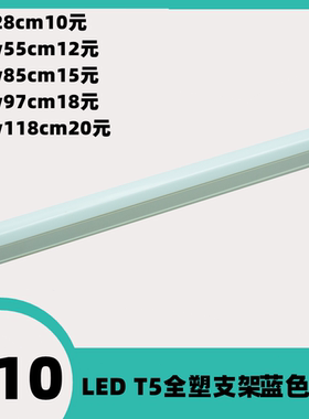 蓝色灯光led灯管t5全塑支架全套一体化方形节能光管灯具照明光源