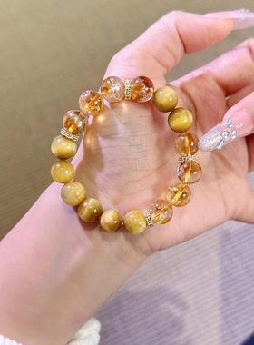 纯天然黄水晶手链招财转运旺事业