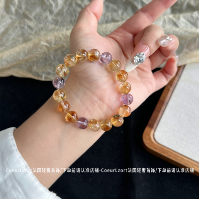 天然黄水晶手链女黄塔晶发招财