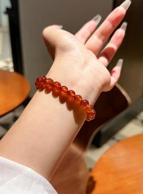 橙红石榴石手链女水晶手串
