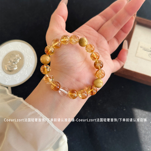 【好运加满3.0】天然黄水晶手链黄塔晶招财转运黄虎眼白水晶手串