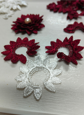 酒红色白色水溶盘花条 需要自己收到后制作成成品花朵 1份30条