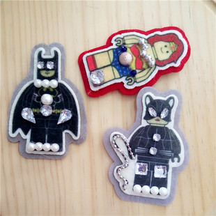 正义联盟蝙蝠侠猫女神奇女侠乐高玩具贴珠贴钻胸针胸饰