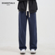 HOPE藏蓝色休闲阔裤 卫裤 男冬款 ESSENTIALS 宽松直筒加绒运动长裤