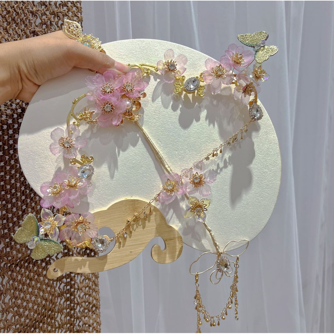 森系公主粉色桃花配饰古装花朵汉服配饰古风甜美古风配饰洋气