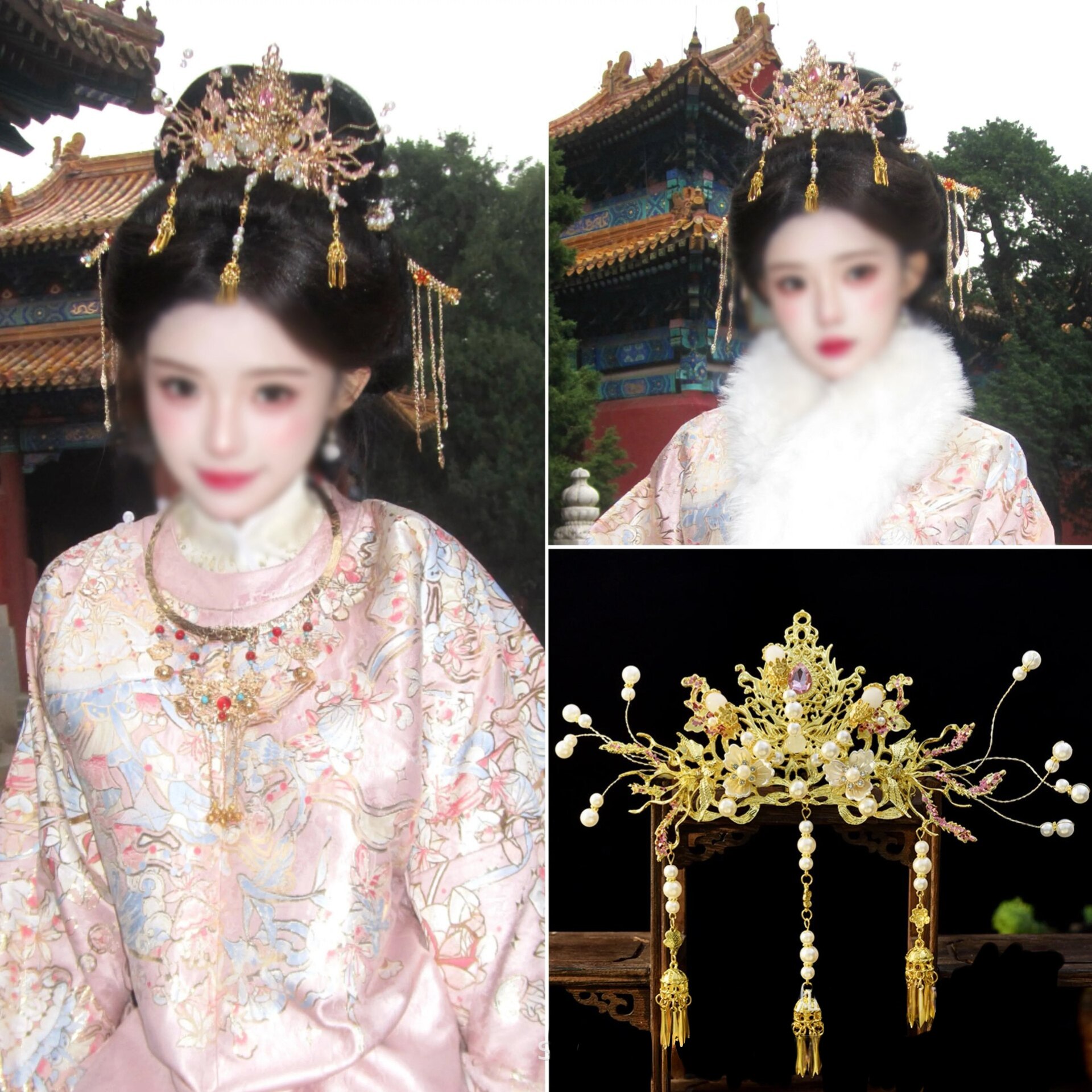 公主额冠贵女头饰汉服超仙套装汉服发冠发饰宫廷古风古装手工头饰