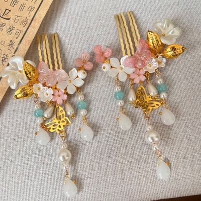 汉服古风流苏发梳点缀鬓发女复古百搭旗袍马面裙发饰可爱少女感