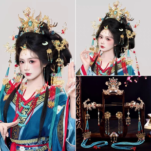 楚国风头饰原创国风古风神女发冠异域敦煌飞天凤冠头饰古风大全套