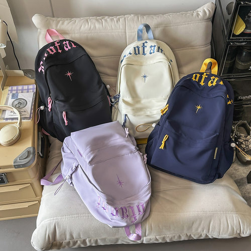 高颜值书包女2026新款大容量双肩包初高中学生简约休闲背包校园风