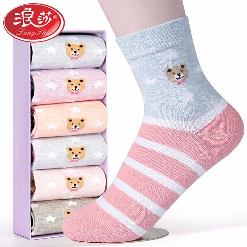 浪莎袜子女中筒袜春秋图片