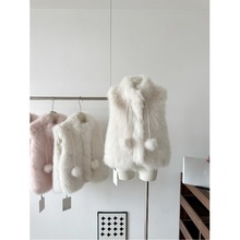 JMSHOP 朝雾纱雪 cashmere山羊绒皮草女冬静奢感短款毛毛马甲