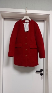 红色新年款加厚羽绒服女士中长款L码胸围106长80适合90-125斤