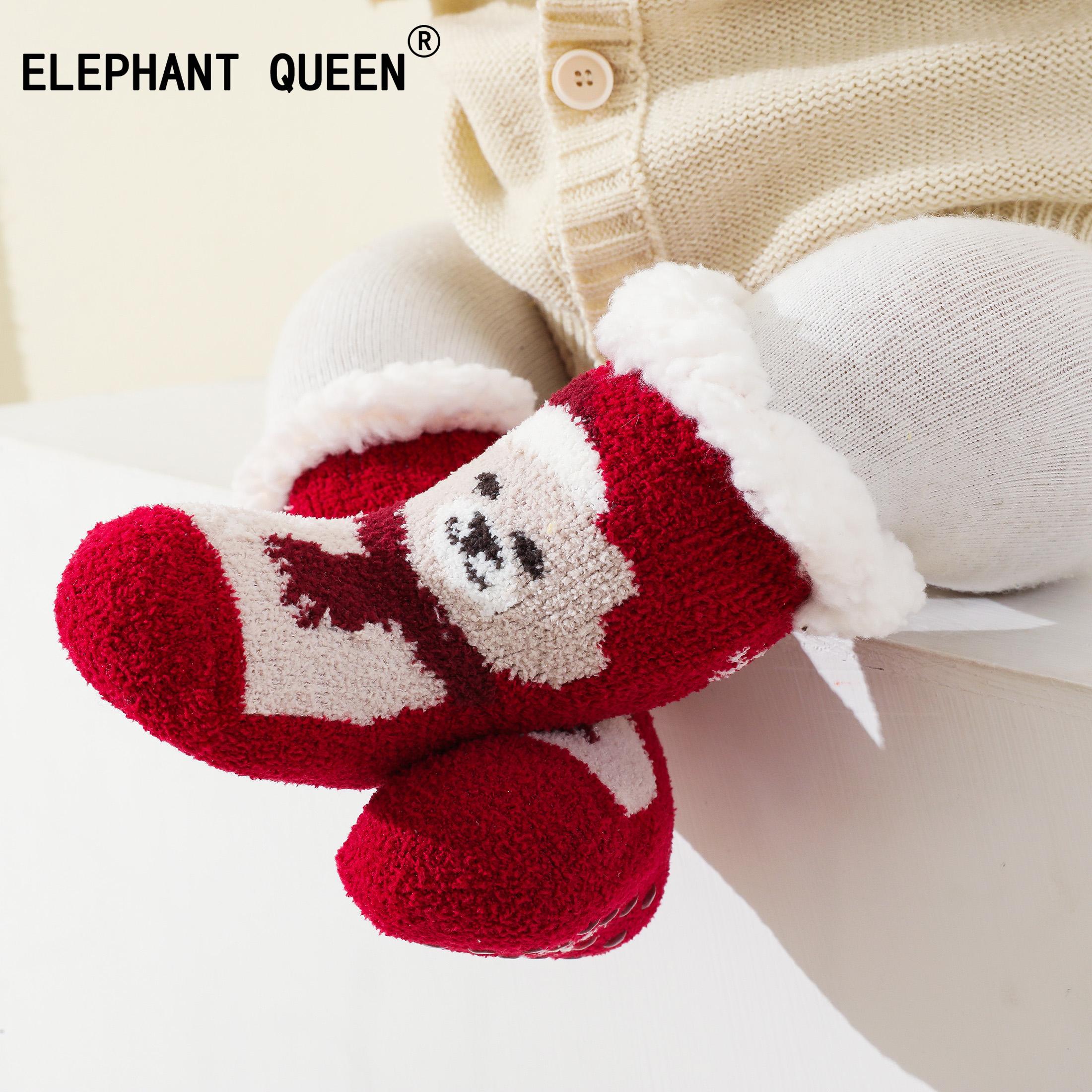 冬季加绒加厚保暖儿童袜圣诞袜