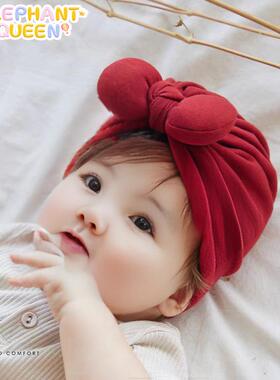 婴儿帽子秋薄款0到6个月幼儿女宝宝小月龄印度帽护囟门新生儿胎帽