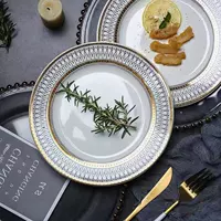 Северная сеть жемчужина Gold -Bordder Ceramic Bull Disk Домохозяйство фруктовые салат диск западный банкет пищевых продуктов.