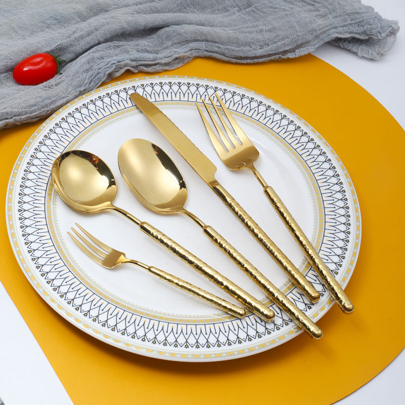 日式锤纹304不锈钢刀叉勺餐具