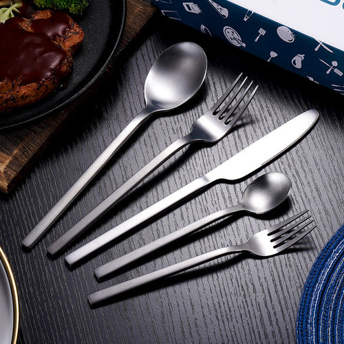 哑光方柄加厚不锈钢刀叉勺餐具