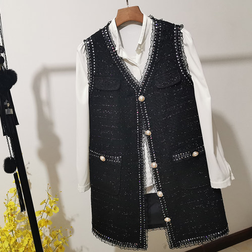 秋冬码长肚子小香风马甲时尚