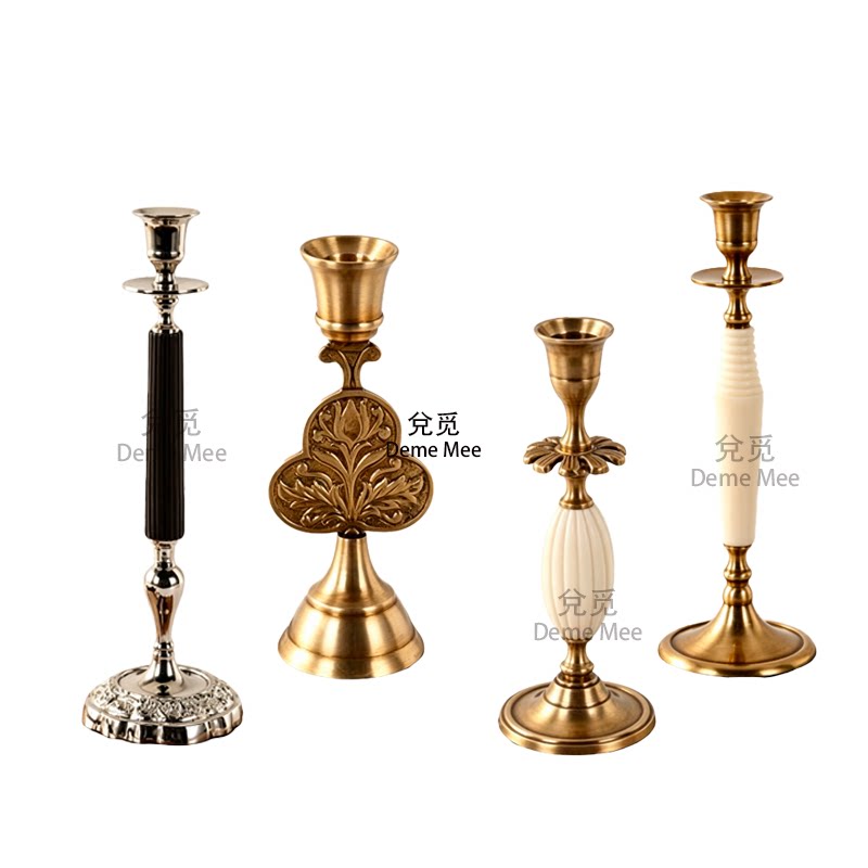 欧式复古铜色烛台家居装饰摆件黄铜日历客厅样板间卧室桌面软装