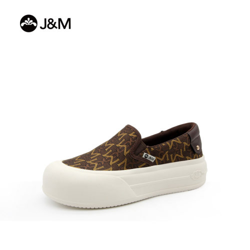 J&M/快乐玛丽 2025年春季厚底一脚蹬休闲布鞋 舒适乐福鞋套脚女鞋