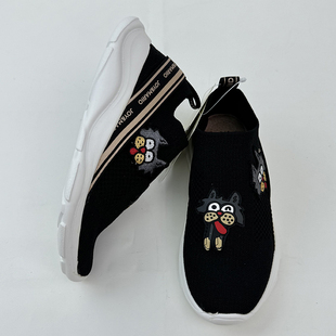 JM快乐玛丽童鞋四季飞织网布纯色学生运动休闲鞋套脚一脚蹬帆布鞋